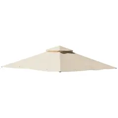 Outsunny 3x3(m) Replacement Gazebo Canopy, Double Tier Roof Top for Garden, Patio, Outdoor, Beige (TOP ONLY) - 1