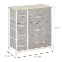 HOMCOM Chest of Drawers with 7 Drawers, Fabric Drawers with Large Storage Space, Drawers Dresser with Metal Frame, Adjustable Feet for Bedroom Living Room, Light Grey - 3