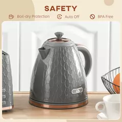 HOMCOM 3kW Rapid Boil Honeycomb Kettle - Grey - 7