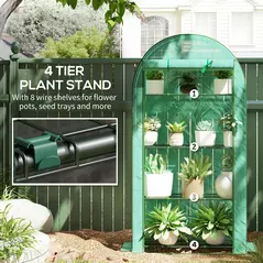 Outsunny Four Shelf Mini Greenhouse - Green - 5