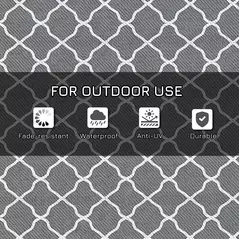 Outsunny Reversible Outdoor Rug with Carry Bag, Waterproof Plastic Straw Mat for Garden, Deck, RV, Picnic, Beach, Camping, 182 x 274cm, Grey - 6