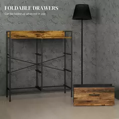 HOMCOM Rustic Chest of Six Fabric Drawers - Rustic Brown - 6