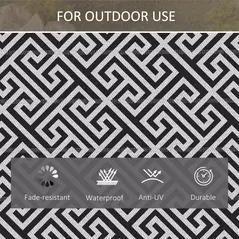 Outsunny 182 x 274 cm(6x9ft) Outdoor Rug Reversible Mat Plastic Straw Rug Portable RV Camping Mat for Garden Deck Picnic Indoor, Black & White - 5