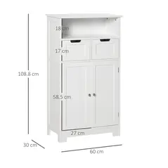 kleankin Bathroom Cabinet, Free Standing Bathroom Storage Cabinet with 2 Drawers and Adjustable Shelf, Small Bathroom Storage Unit, White - 2