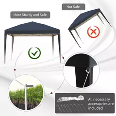 Outsunny 3 x 3M Garden Pop Up Gazebo Height Adjustable Marquee Party Tent Wedding Canopy with Carrying Bag, Black - 7