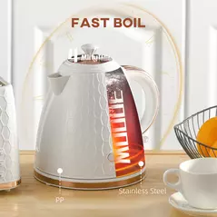 HOMCOM 3kW Rapid Boil Honeycomb Kettle - Cream - 5