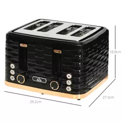 HOMCOM Four-Slice Rippled Toaster - Black - 3