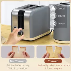 HOMCOM Stainless Steel Kettle and Toaster Set, 1.7L 3000W Fast Boil Kettle & 2 Slice Toaster Kitchen Set with 7 Level Browning Controls, Defrost, Reheat, Auto Off, Boil-dry Protection, Grey - 5