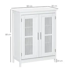kleankin Modern Bathroom Floor Cabinet - White - 2