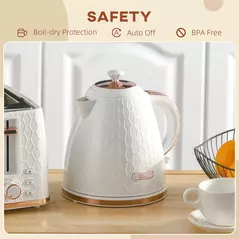 HOMCOM 3kW Rapid Boil Honeycomb Kettle - Cream - 7