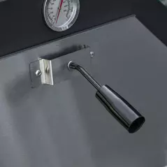 Outsunny Outdoor Garden Pizza Oven Charcoal BBQ Grill 3-Tier Freestanding w/ Chimney, Mesh Shelf, Thermometer Handles, Wheels Garden Party Gathering Stainless Steel Cooker - 9