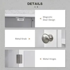 kleankin Bathroom Cabinet, Wall Mount Storage Organizer with Mirror, Adjustable Shelf for Bathroom, Kitchen, Bedroom, White - 6