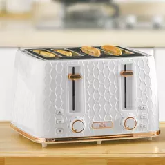 HOMCOM Four-Slice Honeycomb Toaster - White - 2