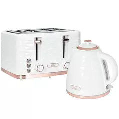 HOMCOM Four-Slice Rippled Toaster - White - 4