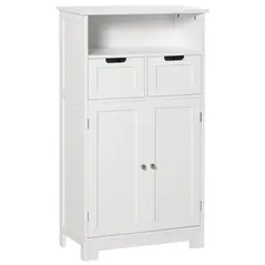 kleankin Bathroom Cabinet, Free Standing Bathroom Storage Cabinet with 2 Drawers and Adjustable Shelf, Small Bathroom Storage Unit, White - 1