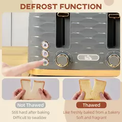 HOMCOM Four-Slice Rippled Toaster - Grey - 6