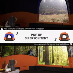 Outsunny Six Man Hexagon Camping Tent with Hang Hook and Carry Bag - Orange and Blue - 5