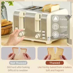 HOMCOM Polished Stainless Steel Kettle and Toaster Set - Cream - 5