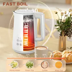 HOMCOM Polished Stainless Steel Kettle and Toaster Set - White - 4