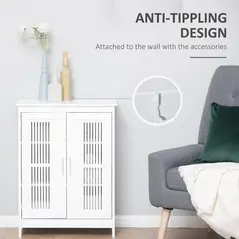 kleankin Modern Bathroom Floor Cabinet - White - 6