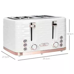 HOMCOM Four-Slice Rippled Toaster - White - 3