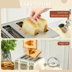 HOMCOM Polished Stainless Steel Kettle and Toaster Set - Cream - 8