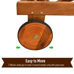 Outsunny Outdoor Acacia Wood Texteline Beach Sun Lounger Garden Patio Sunbed Recliner Chaise Adjustable Backrest with Wheels - 5