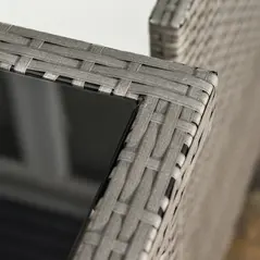 Outsunny 2 Seater Rattan Cube Garden Furniture Set, Rattan Dining Set with Cushions, Outdoor Dining Table and Chairs with 2 Armchairs, 2 Stools, Rectangular Glass Top Table for Patio, Balcony, Grey - 8