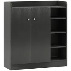 HOMCOM Shoe Storage Cabinet with Adjustable Shelves - Black - 1