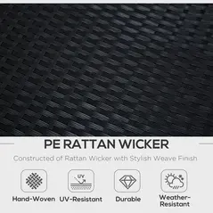 Outsunny 4 Pieces Rattan Garden Furniture Set, 4 Seater Corner Sofa Set with Storage Box, 2 Drawers Coffee Table, Loveseats with Cushions, Wicker Garden Conservatory Furniture for Balcony, Black - 5