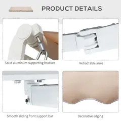 Outsunny 4x2.5m Manual Awning Window Door Sun Weather Shade w/ Handle Beige - 4