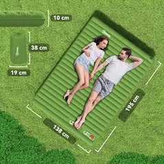 Outsunny 2 Person Camping Inflatable Mattress - Green - 2