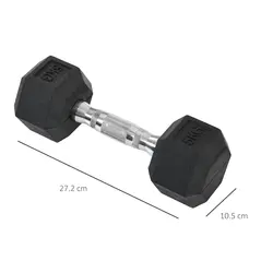 HOMCOM 2x5kg Rubber Dumbbell Sports Hex Weights Sets Gym Fitness Lifting Home - 2