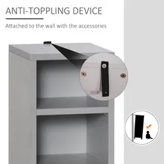 HOMCOM 204 CD Media Display Shelf Unit Set of 2 Blu-Ray Tower Rack w/ Adjustable Shelves Bookcase Storage Organiser, Grey - 7