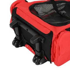 PawHut Pet Travel Backpack Bag Cat Puppy Dog Carrier w/ Trolley and Telescopic Handle Portable Stroller Wheel Luggage Bag (Red) - 8