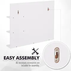 kleankin Modern Bathroom Mirror, Wall-mounted Vanity Mirror with 3 Tiers Storage Shelves for Make Up, White - 4