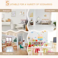 HOMCOM 3-Piece Kids Table and Chair Set with 2 Bear-Shaped Chairs, for Ages 1-4 Years, White - 6