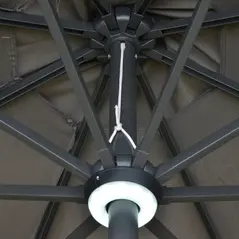 Outsunny 2.7m Garden Parasol Sun Umbrella w/ LED Solar Light Angled Canopy Grey - 8