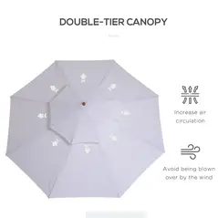 Outsunny 2.7m Elegant Wooden Frame Parasol Umbrella - White - 5