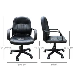 HOMCOM Swivel Executive Office Chair, PU Leather Computer Desk Chair with Adjustable Height, Wheels, Black - 2