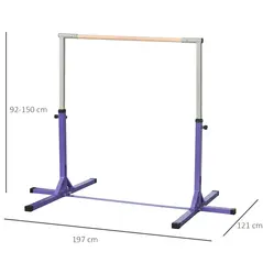 HOMCOM Steel Frame Adjustable Horizonal Gymnastics Bar For Kids Home Gym Training Purple - 2