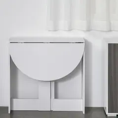 HOMCOM Space-saving Drop Leaf Table, Folding Dining Table for Small Space, Kitchen, Dining Room, White - 6