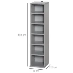 HOMCOM 204 CD Media Display Shelf Unit Set of 2 Blu-Ray Tower Rack w/ Adjustable Shelves Bookcase Storage Organiser, Grey - 2