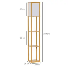 HOMCOM 3-Tier Floor Lamp, Floor Light with Storage Shelf, Reading Standing Lamp with Acrylic Shade for Living Room, Bedroom, Kitchen, Dining Room, Office, Dorm, 160cm, Natural - 2