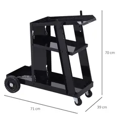 DURHAND Welding Cart Welder Trolley Garage for Gas Bottles w/ Safety Chain, Wheels, Black - 2