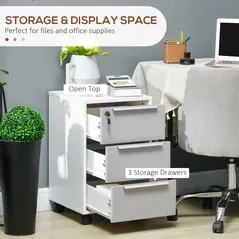 HOMCOM Three-Drawer Locking Filing Cabinet - Grey/White - 3