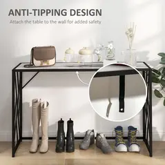 HOMCOM Console Table, Industrial Sofa Table with Metal Frame for Living Room, Hallway, 120 cm, Grey - 6