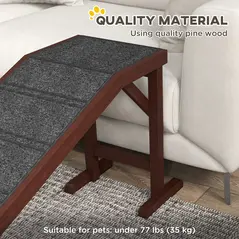 PawHut Pet Ramp for Dogs with Non-Slip Carpet and Top Platform - Brown & Grey - 3
