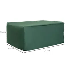 Outsunny Outdoor Garden Furniture Cover Waterproof, Anti-UV 600D Heavy Duty Oxford Fabric Patio Furniture Cover for Rectangular Sofa Table Set, Green, 245 x 165 x 55 cm - 2