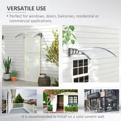 Outsunny Front Door Canopy Outdoor Awning Aluminium Rigid Plastic Polycarbonate Rain Shelter UV Water Rain Resistant 100 x 75cm Clear - 5
